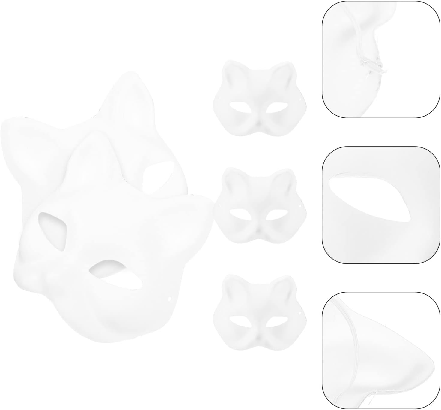 STOBOK Máscara de gato, 5 máscaras de gato de mascarada, máscaras en blanco pintables para Halloween, gato blanco, sin pintar, máscaras para