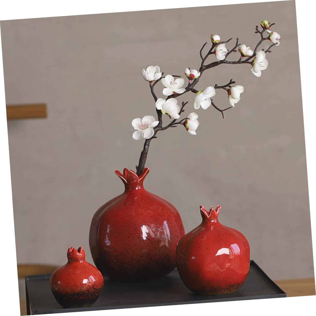Holibanna Jarrón de granada de simulación para decoración de boda, jarrones de oficina, jarrones Ikebana, florero de flores secas para decoración