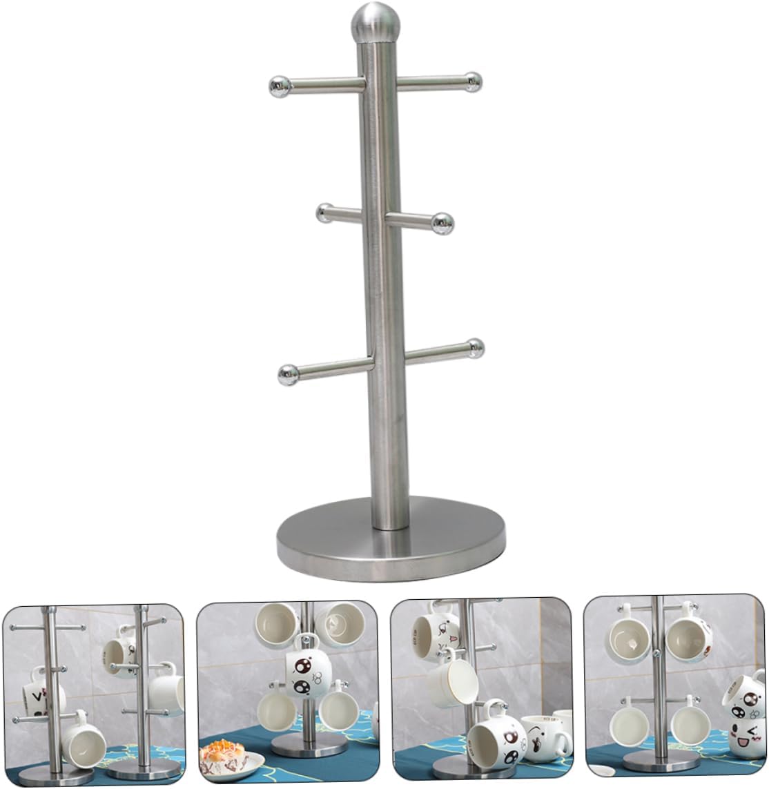 HOMSFOU Organizador de armario de metal para ropa, tazas de café de metal, soporte rústico para tazas de café, soporte para taza de café, soporte