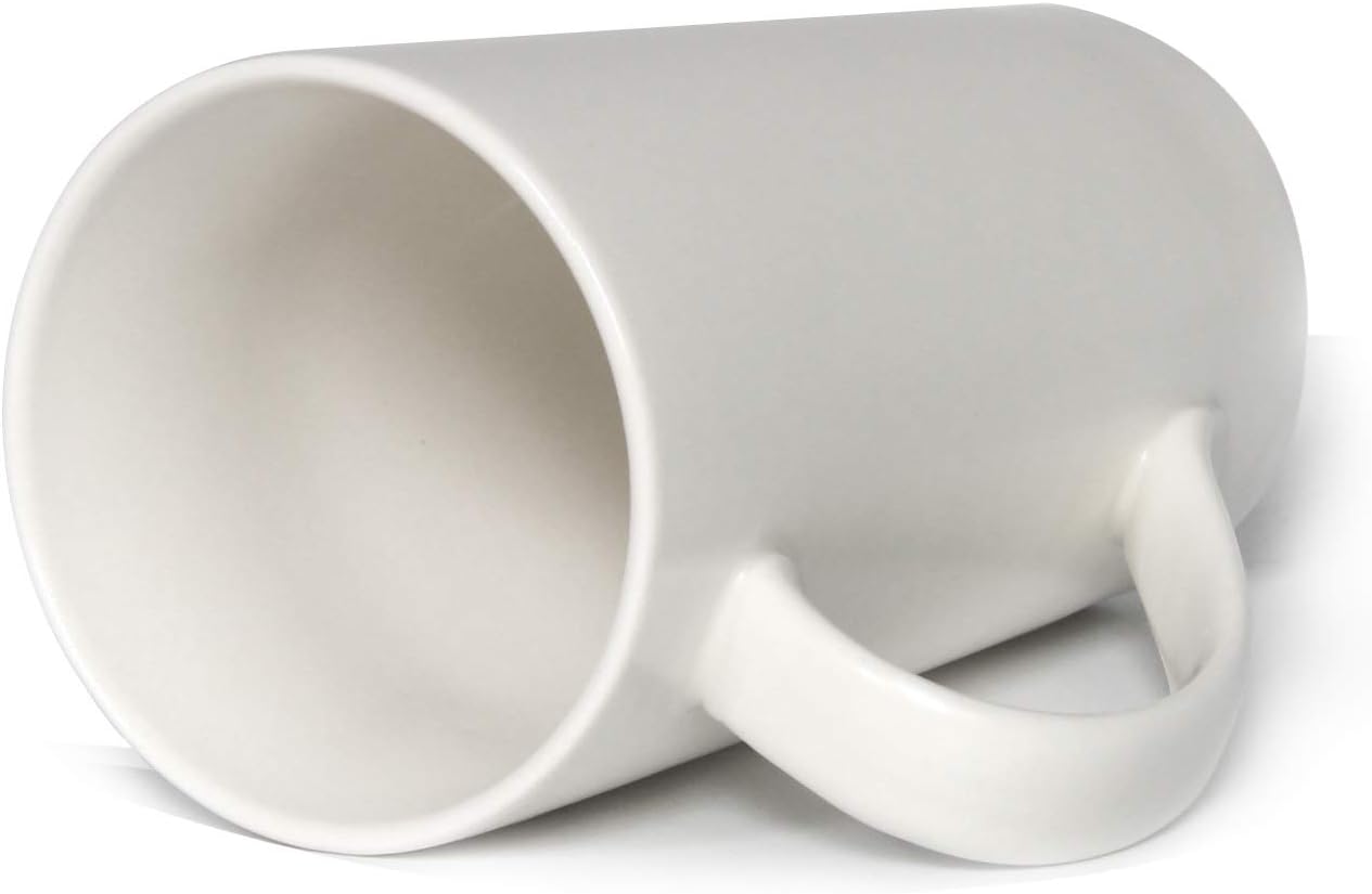Smilatte M007 – Tazas de café grandes de 20 onzas, taza de cerámica lisa y alta con asa para papá y hombre, juego de 2, color blanco
