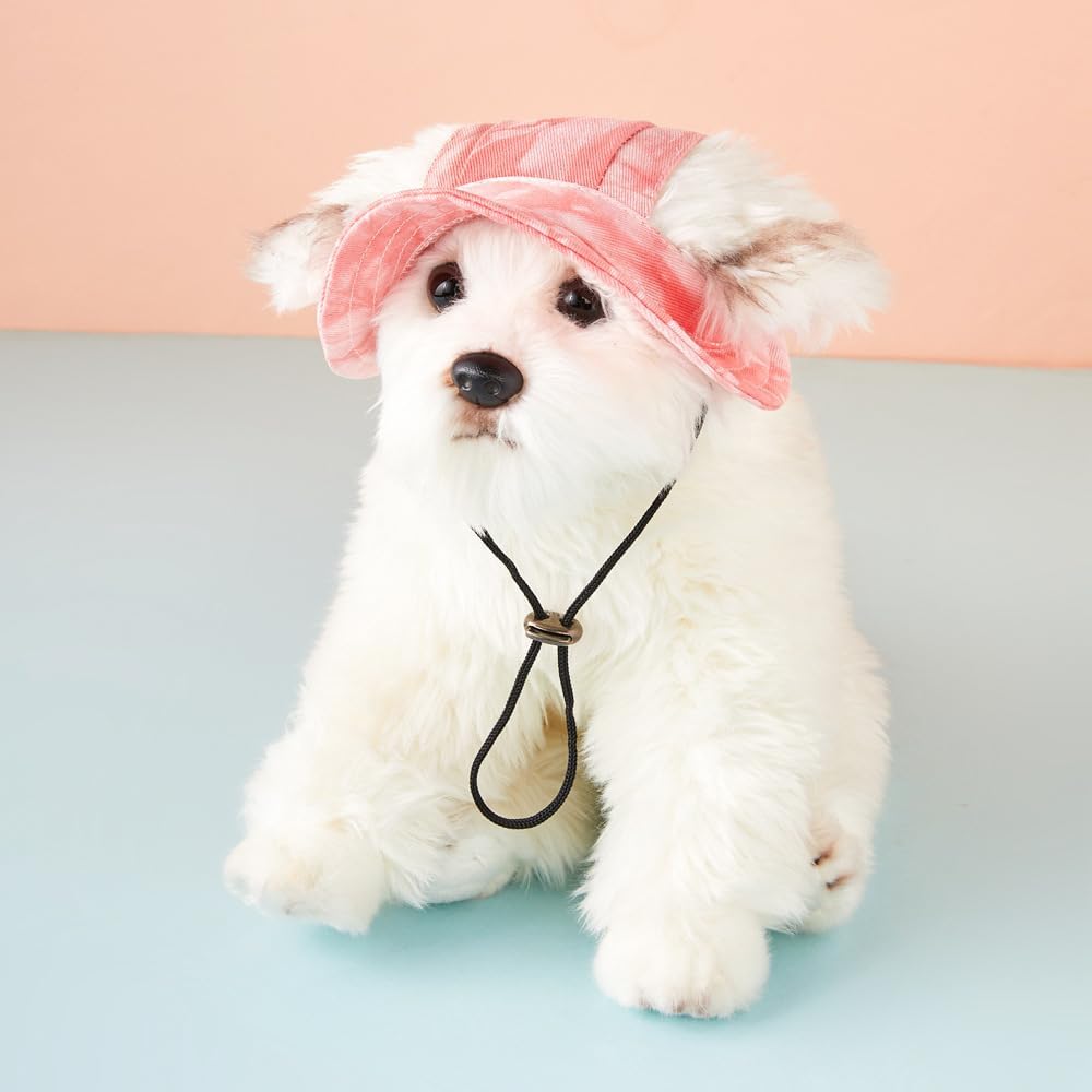 QWINEE Sombrero de perro teñido anudado con agujero para las orejas, ala redonda, sombrero para el sol, sombrero de pescador, protección solar al