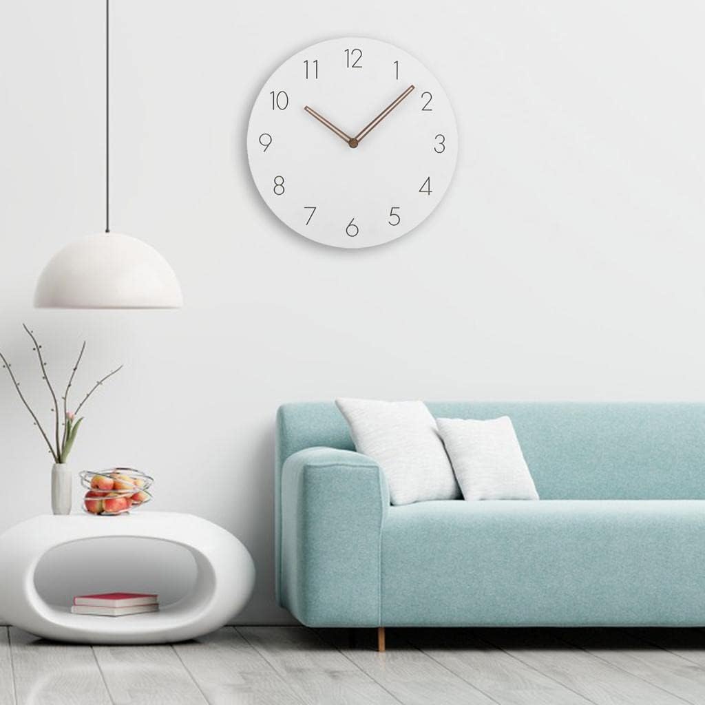Reloj de pared de madera de 11 pulgadas, silencioso, moderno, con pilas, para decoración de cocina, dormitorio, color blanco
