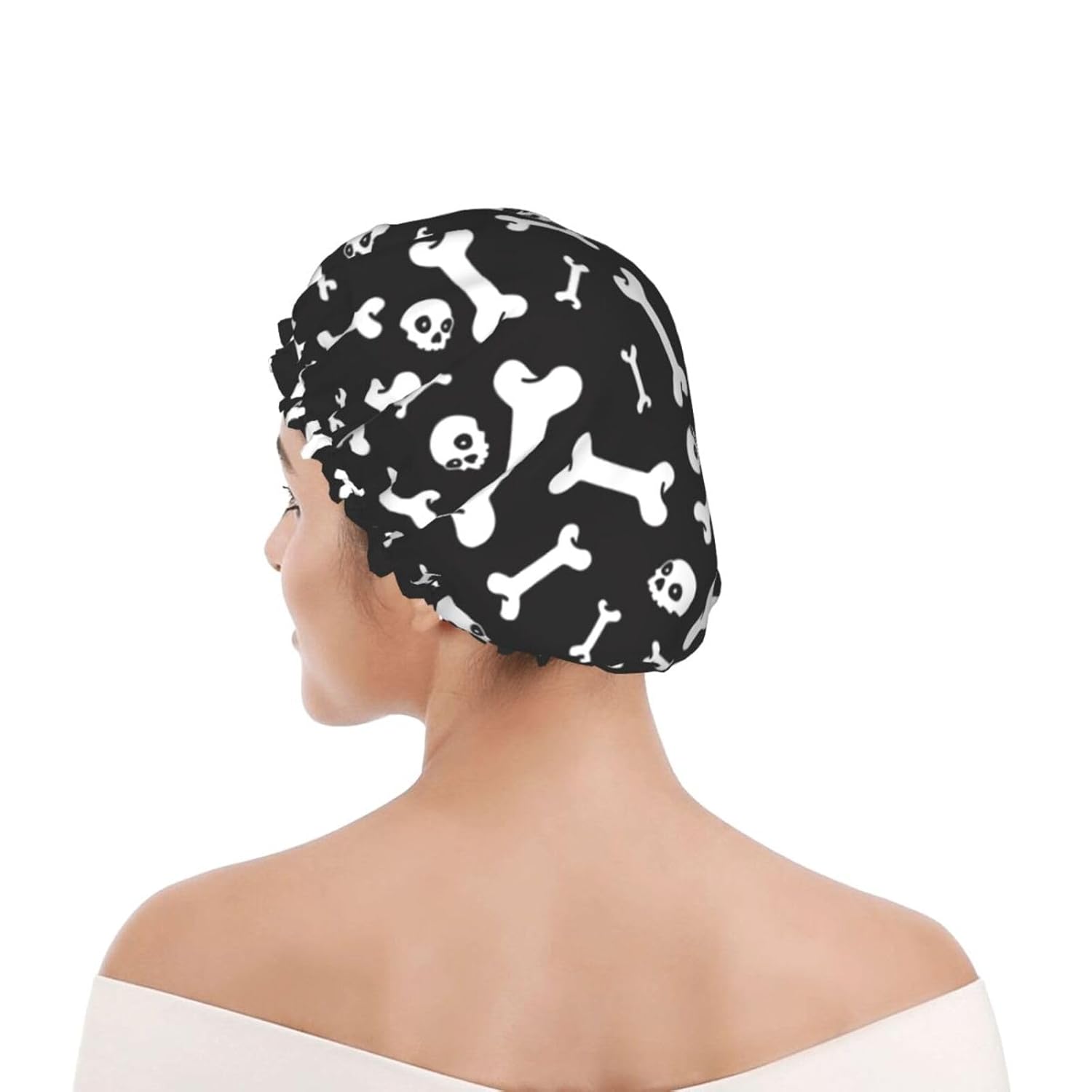 Cute Dog Double Layer Waterproof Shower Cap Suitable For All Head Sizes