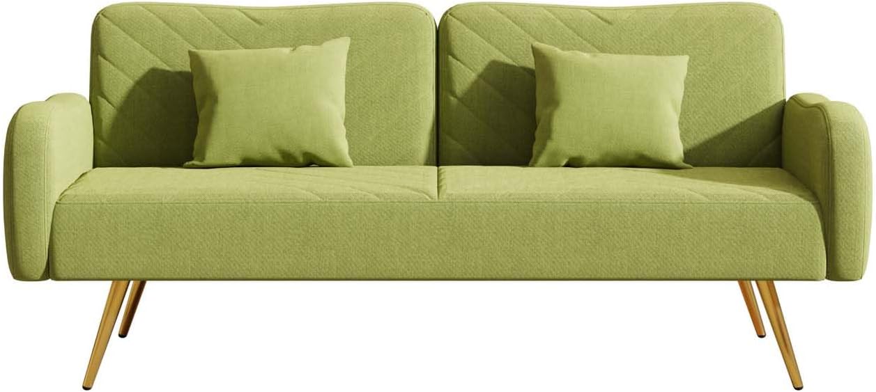 GERDIOEB Sofá pequeño de 70.47 pulgadas, sofá cama futón con respaldo ajustable y 2 almohadas, sofá cama, sofá biplaza, sofás modulares para sala de