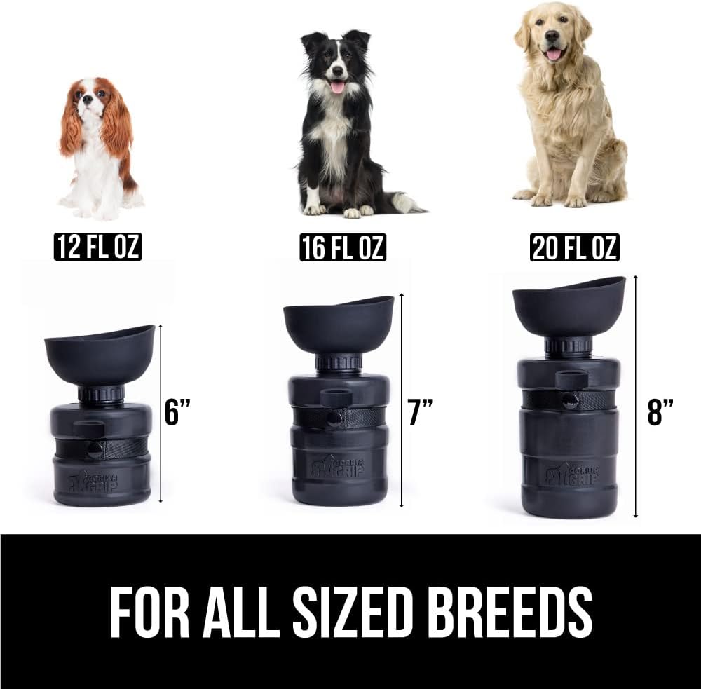 Gorilla Grip Botella de agua portátil para perros sin derrames con cuenco integrado, dispensador de bebidas de silicona de grado alimenticio a