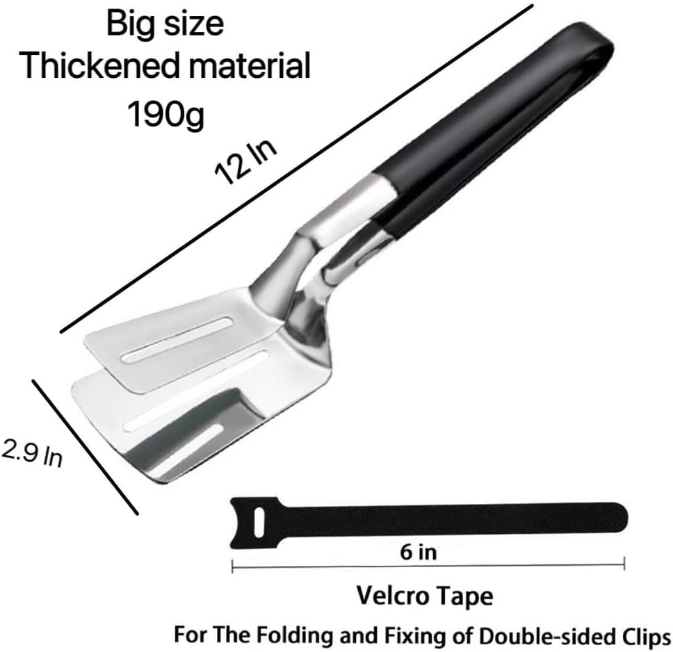 2 pinzas de acero inoxidable 304 para cocina, pinzas multiusos para barbacoa, pinza para pan, abrazadera para carne frita, pescado volteado, pinzas