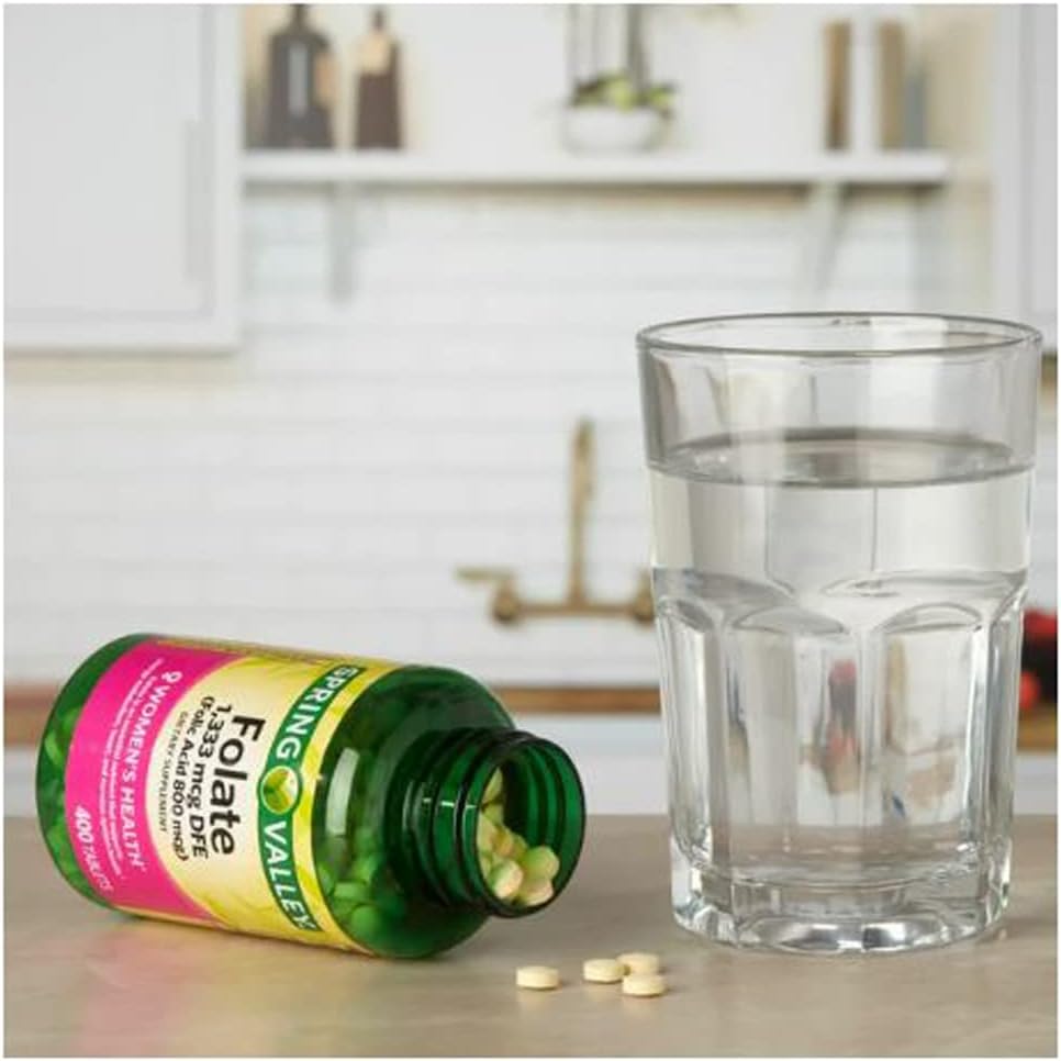 Suplemento dietético de folato de Spring Valley, 1,333 mcg, 400 unidades