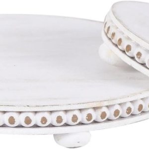 2 elevadores de madera para decoración con cuentas de pedestal de madera para encimera de cocina, elevadores rústicos para exhibición, decoración 2 elevadores de madera para decoración con cuentas de pedestal de madera para encimera de cocina, elevadores rústicos para exhibición, decoración