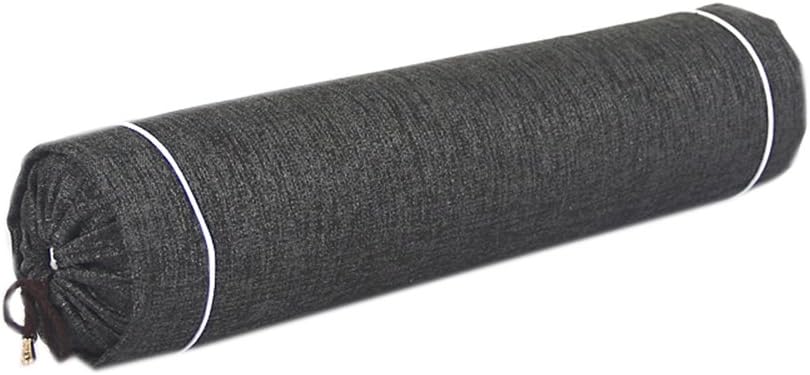 Shiny Stone-Cervical Pillows Almohada cilíndrica larga de algodón y lino de colores sólidos para dormir, cojín lavable de 5.9 x 23.6 pulgadas (gris