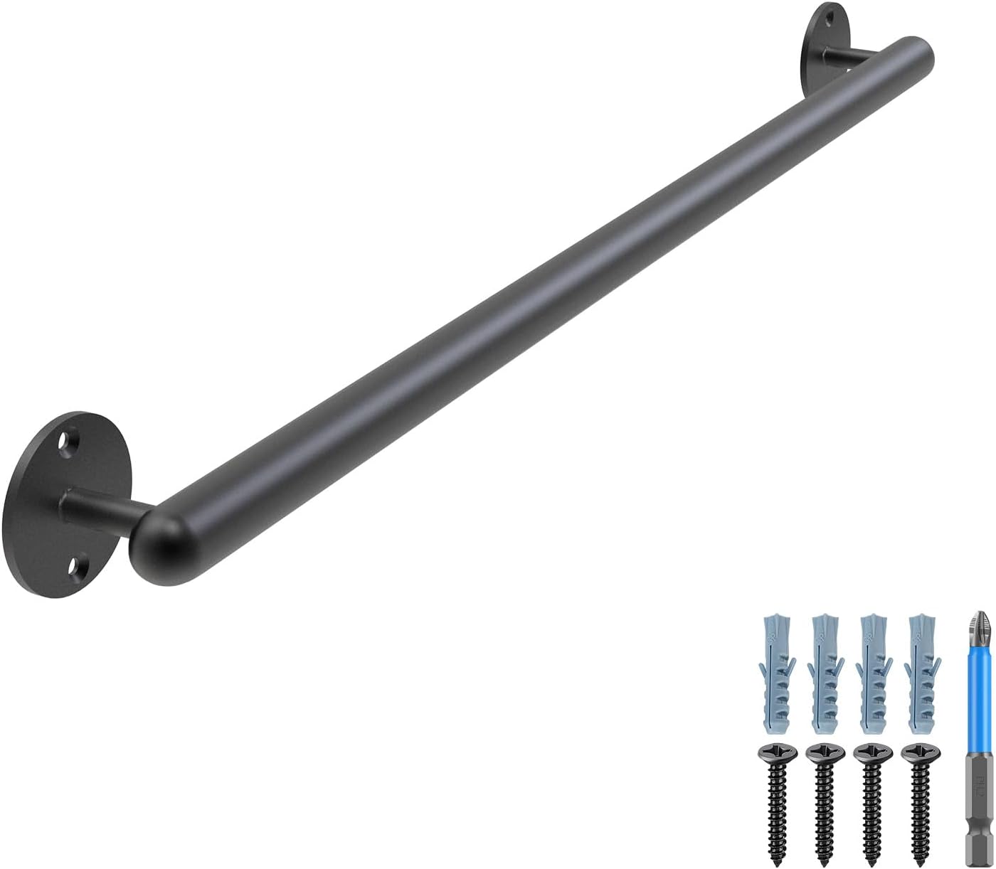 Dolibest Pasamanos de metal para montaje en pared de 35 pulgadas, pasamanos de escalera, mango de seguridad antideslizante, asa de agarre de