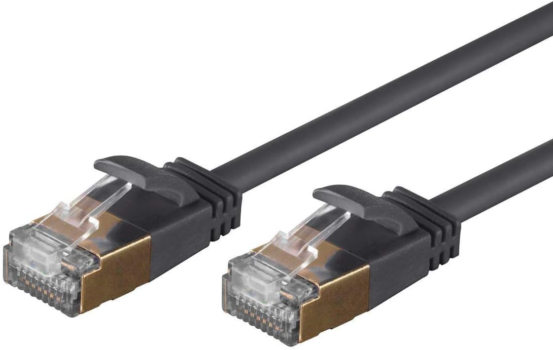 Monoprice SlimRun – Cable de conexión Ethernet Cat6A, cable de Internet de red, RJ45, trenzado, STP, cable de cobre puro desnudo, 36 AWG, 1 pie,