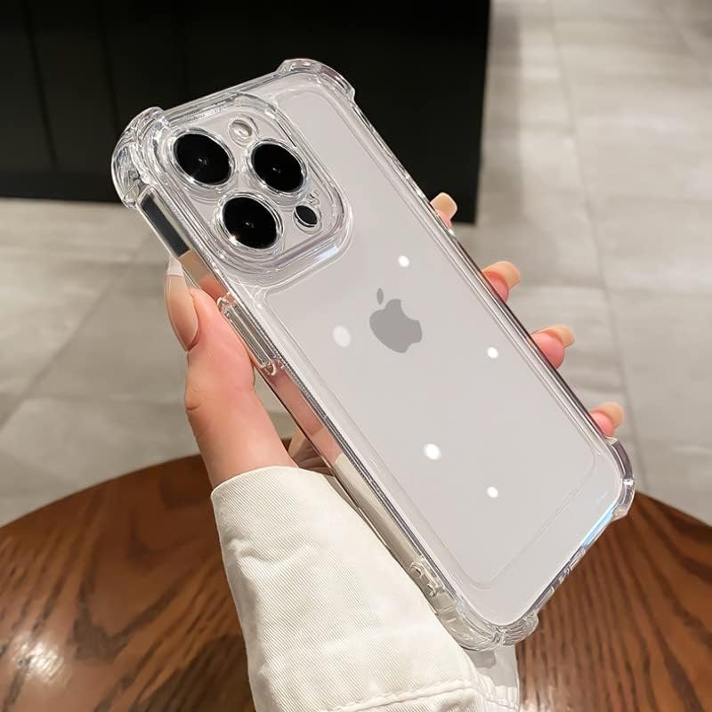 Funda transparente a prueba de golpes compatible con iPhone 15 Plus, protección contra caídas de grado militar, cubierta trasera de acrílico duro