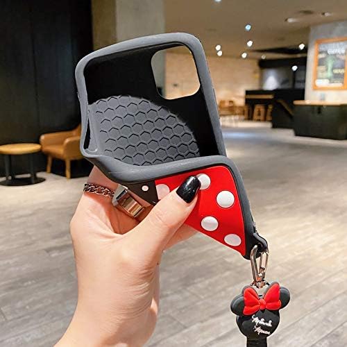 iFiLOVE Funda para iPhone 13 Pro Max Minnie Mouse, para niñas y mujeres, correa de silicona suave a prueba de golpes, funda protectora con correa