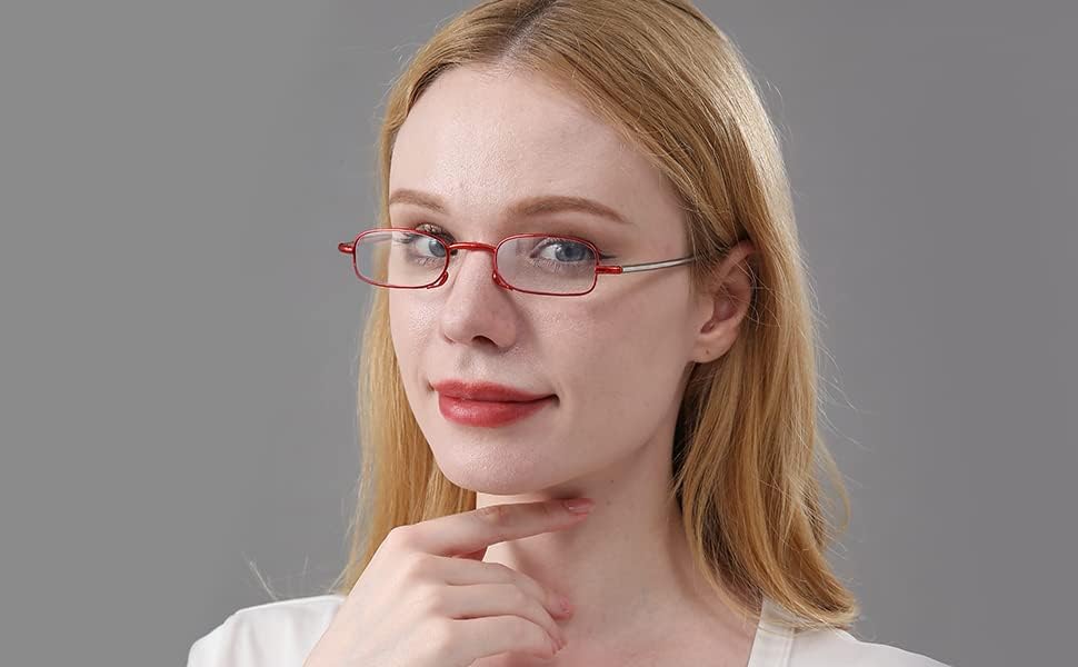 Paquete de 3 lentes de lectura plegables con llavero, bolsas compactas para mujeres y hombres, bloqueo de luz azul, bisagra de resorte, lectores de