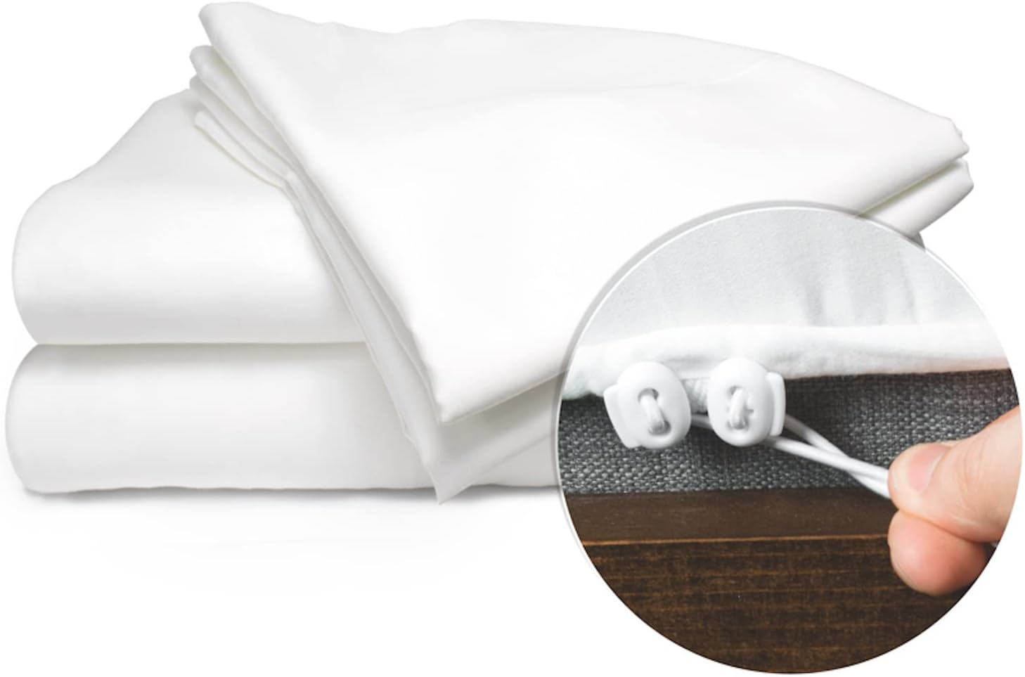 CinchFit Juego de sábanas tamaño California King de 600 hilos, 100 % algodón, con parte superior dividida que no se desgarra, para cama ajustable,
