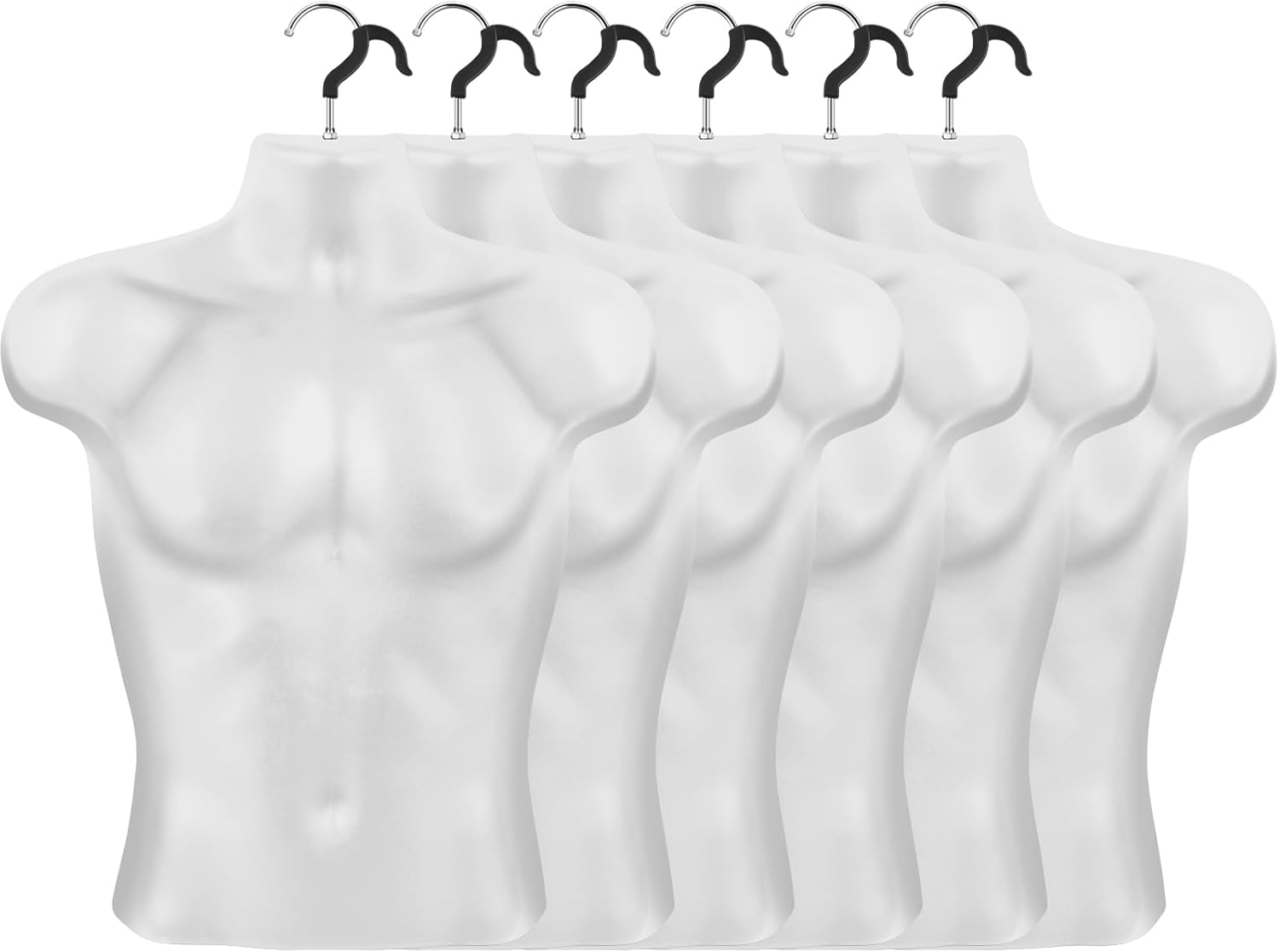 6 piezas de maniquí masculino torso blanco maniquí colgante cuerpo torso con ganchos, medio maniquí cuerpo hueco espalda para coser vestido y camisa