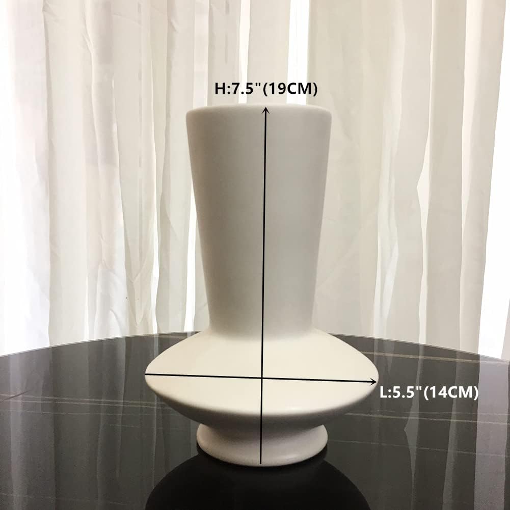 White Ceramic Vase Nordic Minimalist Style Decor for Countertop Center Dresser Kitchen Living Room Home Decor White Matte Abstract Vase (White 666)