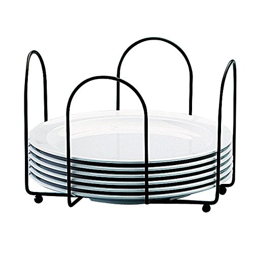 Cal-Mil Iron Essentials Soporte para placa de alambre de 8 12 pulgadas de diámetro x 6 12 pulgadas de alto, metal negro