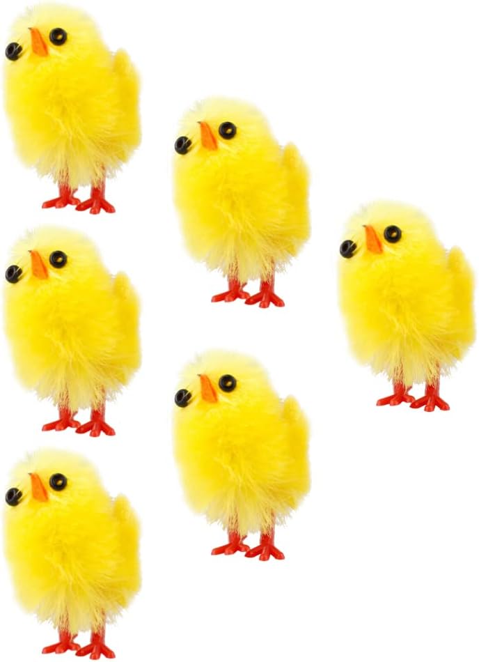 Pollo de peluche de plástico Mini felpa de pollitos de Pascua peludos de pollitos de bebé, figura miniatura de animales de granja, decoración de