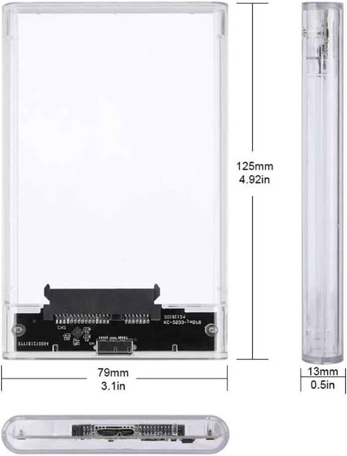 Tianle Carcasa para disco duro de 2.5 pulgadas, SATA a USB 3.1 6 Gbps, caja transparente para disco duro externo sin herramientas, compatible con