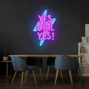 AMANYMXOK Letrero de neón con texto en inglés “Yes Girl” para decoración de pared, hecho a mano, con luz LED, regalo de cumpleaños, para dormitorio, AMANYMXOK Letrero de neón con texto en inglés “Yes Girl” para decoración de pared, hecho a mano, con luz LED, regalo de cumpleaños, para dormitorio,