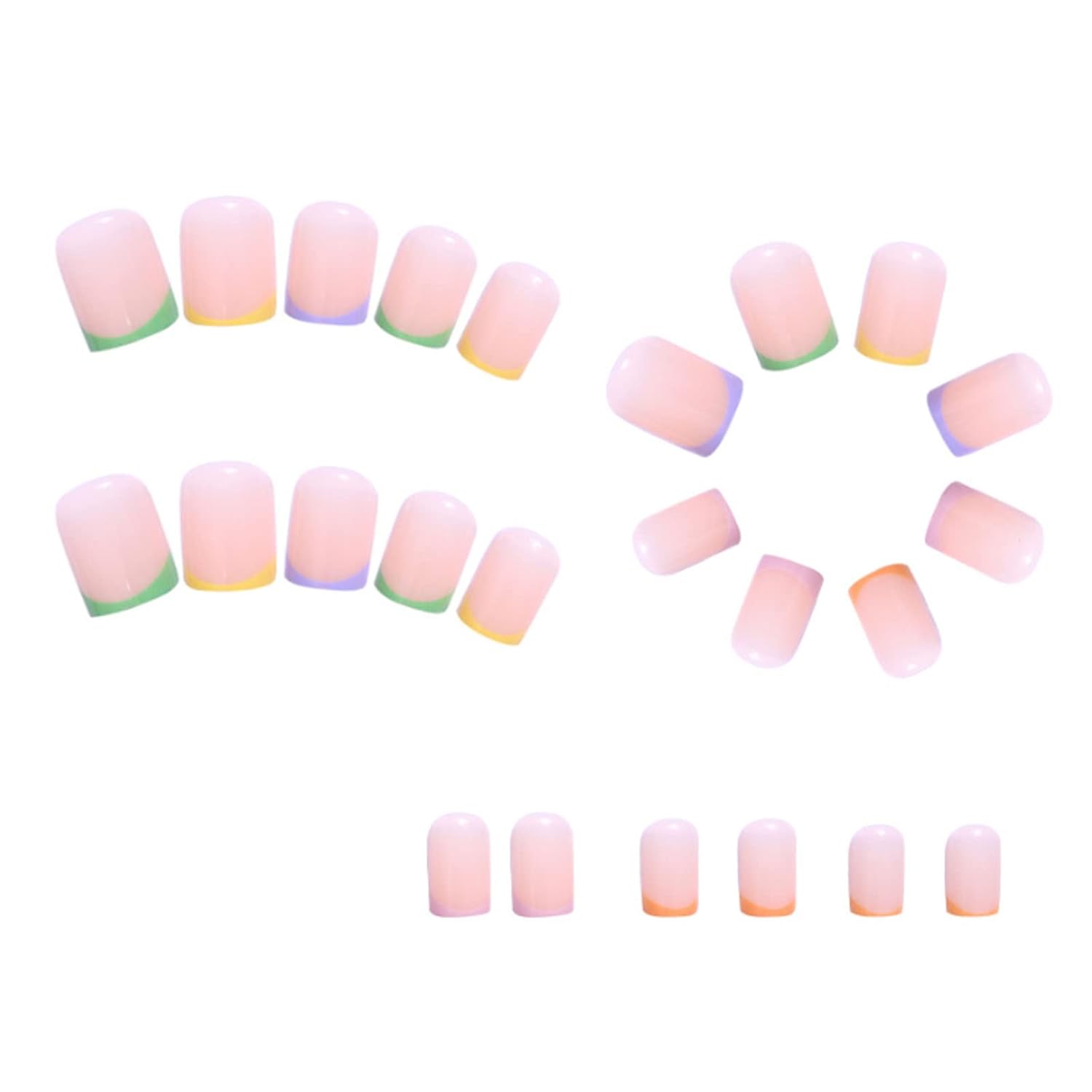 Uñas postizas medianas a presión de cobertura completa, uñas acrílicas adhesivas para mujeres y niñas (lindas uñas francesas de caramelo)