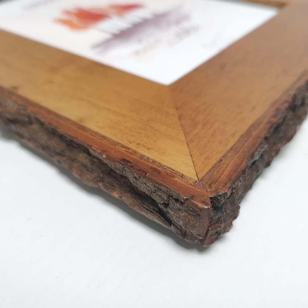 Eosglac Marco de fotos de borde vivo de 5 x 7, marcos de fotos de madera rústica, decoración de granja para mesa o exhibición de pared, color marrón
