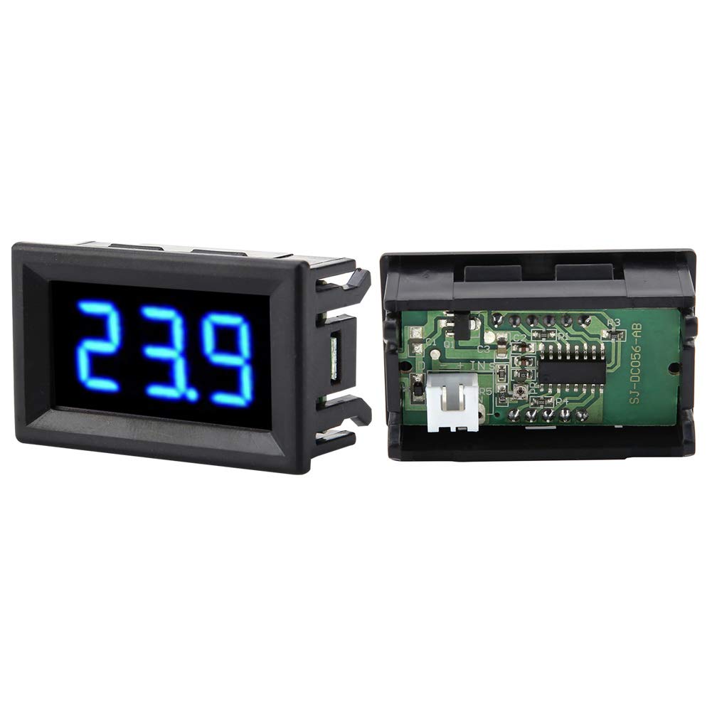 Medidor de voltaje, voltímetro de 0.56 pulgadas, dos cables, pantalla LED digital, medidor de voltaje para batería de 12 V 24 V (luz de fondo de