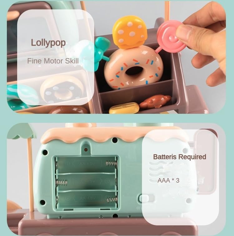 Juego de tienda de donas para niños pequeños, caja registradora y hornomicroondas incluidos, con música ligera y sonora, juguete de regalo de