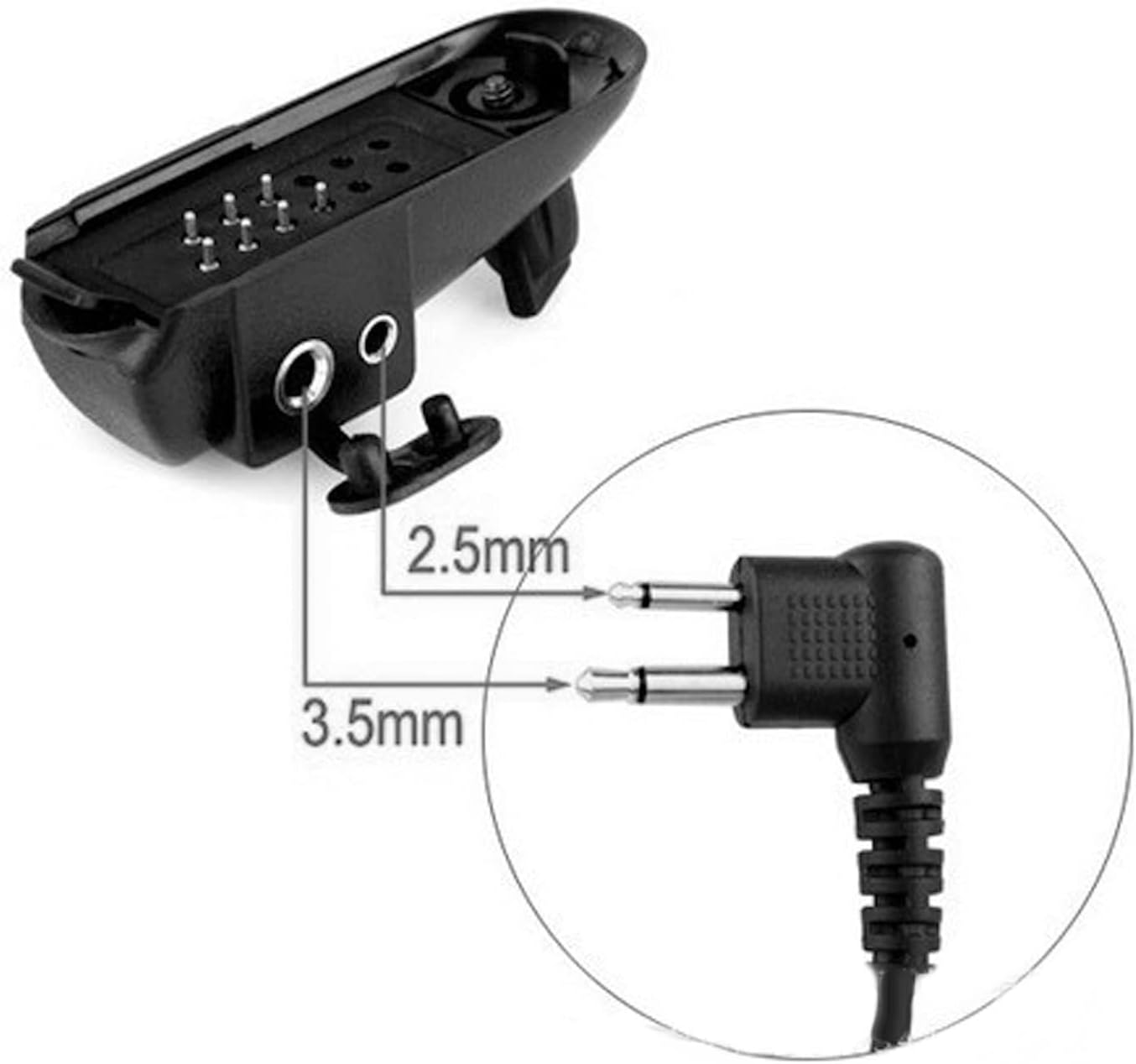 2 adaptadores para auriculares Walkie Talkie compatibles con Motorola GP328 HT75012501550 MTX850LS950 auriculares y micrófonos con enchufe de 2