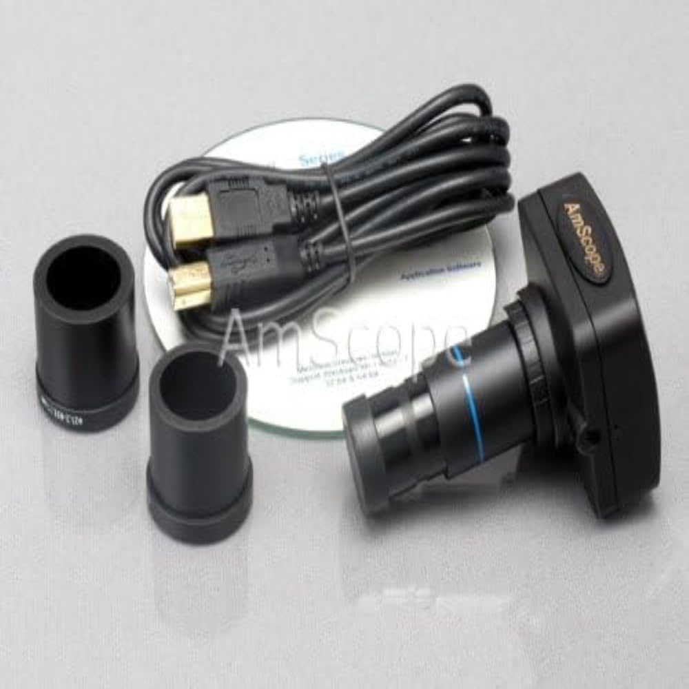 AmScope Microscopio compuesto trinocular digital T360B-10M, aumento 40X-2000X, oculares WF10x y WF20x, Brightfield, iluminación LED, condensador