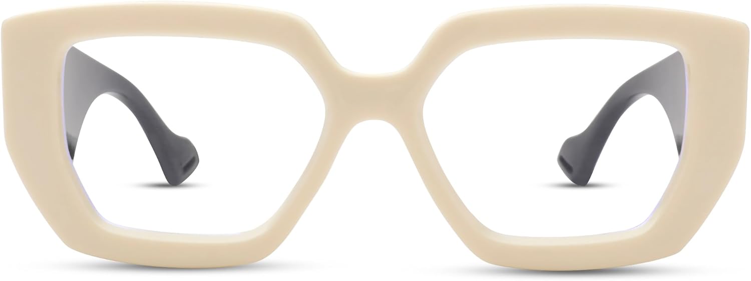 Melpomenia Gafas de luz azul de marco grueso para mujeres y hombres, anteojos cuadrados de moda para juegos de computadora con lente transparente