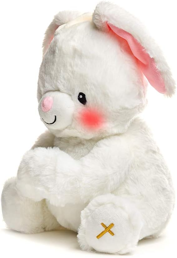 Cuddle Barn – Paws for Prayer Bunny  Juguete de peluche animado que reza se ilumina y canta esta pequeña luz mía, 10 pulgadas