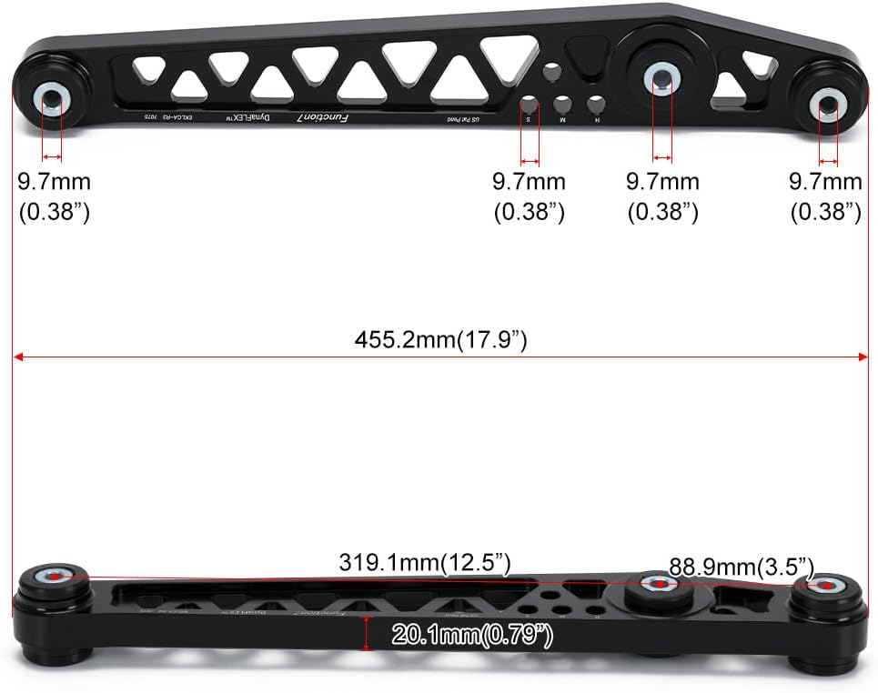 Brazo de control inferior trasero+soporte de bastidor auxiliar compatible con 96-00 Honda Civic EK LCA Negro