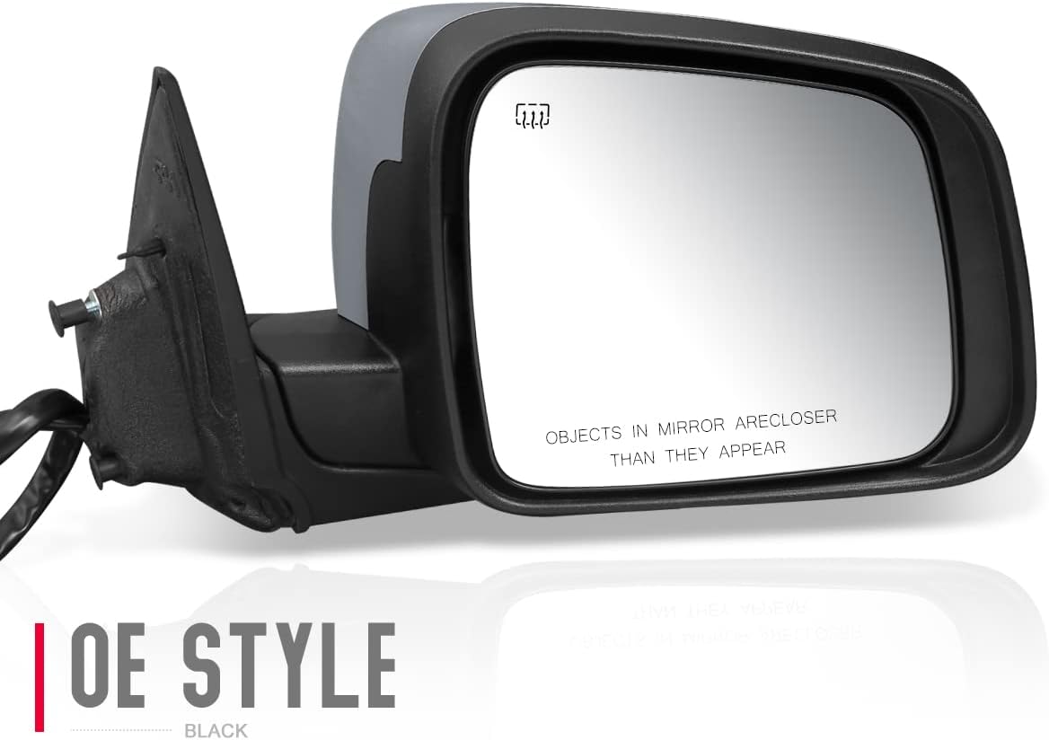 DNA Motoring OEM-MR-CH1321388 Espejo retrovisor plegable con calefacción lateral derecho con cubierta cromada compatible con Durango 2011-2022