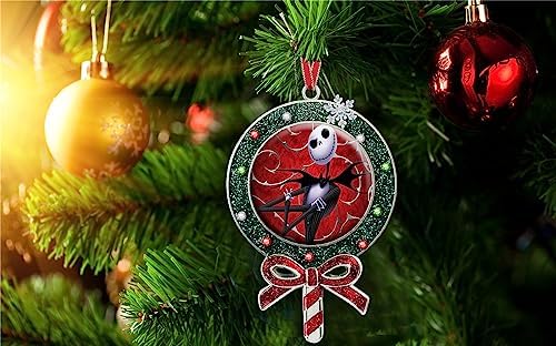 Adornos de piruleta de pesadilla, adorno de Navidad de calavera de amor antes de Navidad, adorno colgante de árbol de Navidad, adorno colgante de