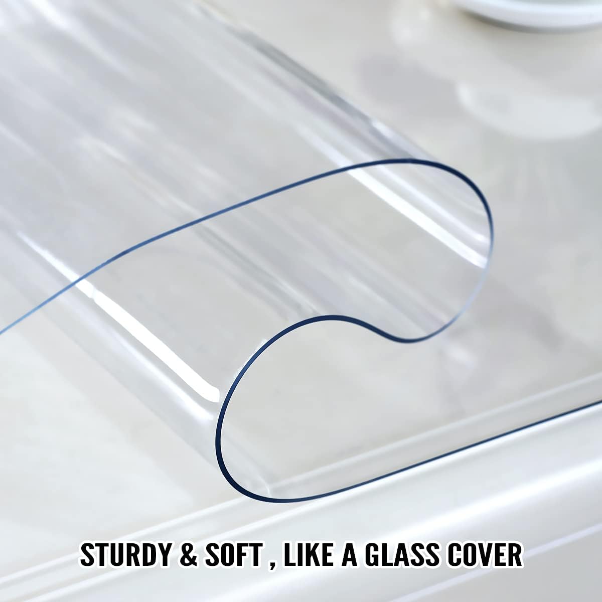 Protector de mesa transparente de 0.079 in de grosor, 48 x 36 pulgadas, protector de mesa para mesa de comedor, cubierta de mesa de plástico