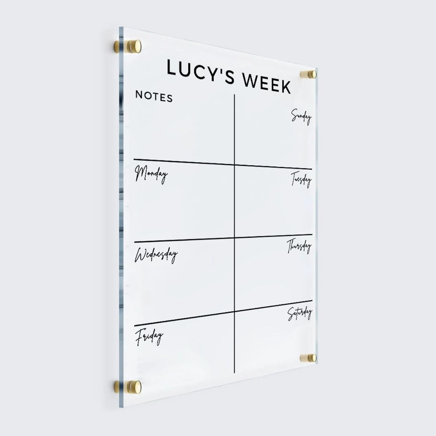 Personalized Weekly Planner Acrylic – Personalized Calendar 2024, Personalized Dry Erase Board, Horizontal Wall Calendar, Monthly and Weekly