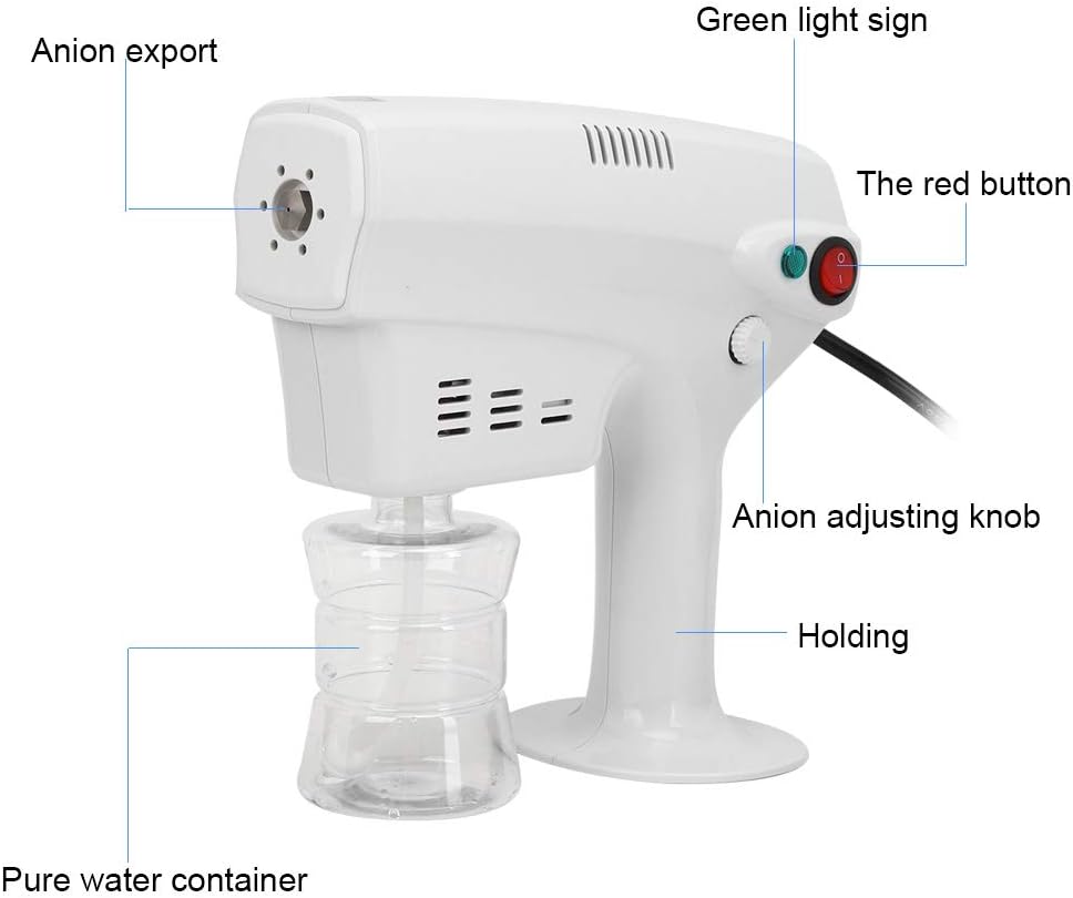 Pulverizador eléctrico, pistola pulverizadora eléctrica, nano atomizador recargable de mano, nano rociador ajustable, luz azul, 1200 W, 10.1 fl oz,