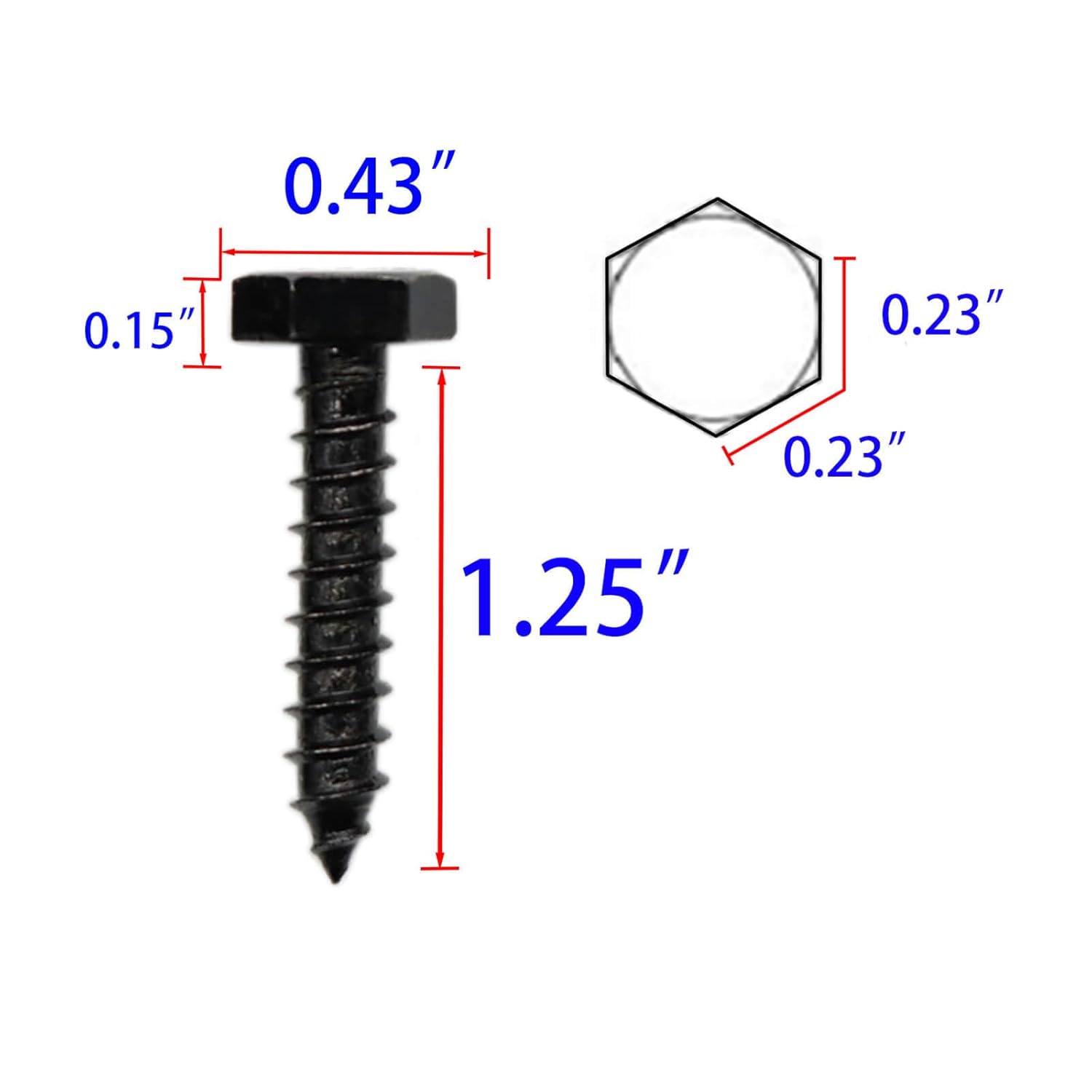 Qlvily 25 tornillos de retraso hexagonales de acero inoxidable de 14″ x 1-14″, color negro