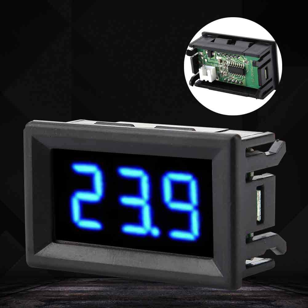 Medidor de voltaje, voltímetro de 0.56 pulgadas, dos cables, pantalla LED digital, medidor de voltaje para batería de 12 V 24 V (luz de fondo de