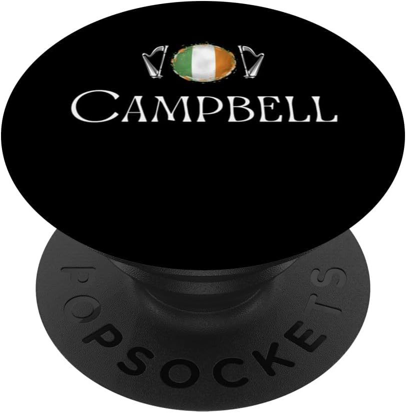 Campbell Surname Irish Family Name Heraldic Flag Harp PopSockets Standard PopGrip