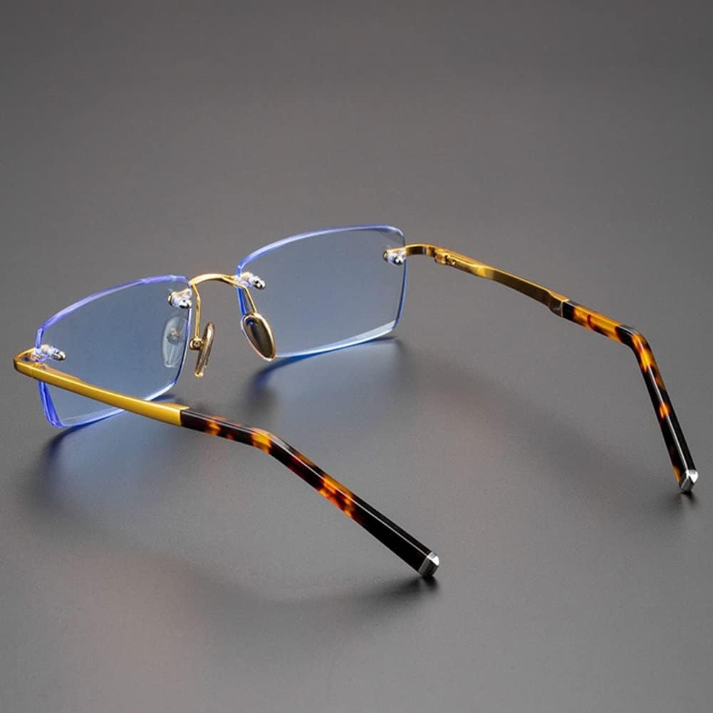 Gafas de lectura con corte de diamante para hombres y mujeres, lectores de cristal sin montura (color  azul, tamaño 2.5+)