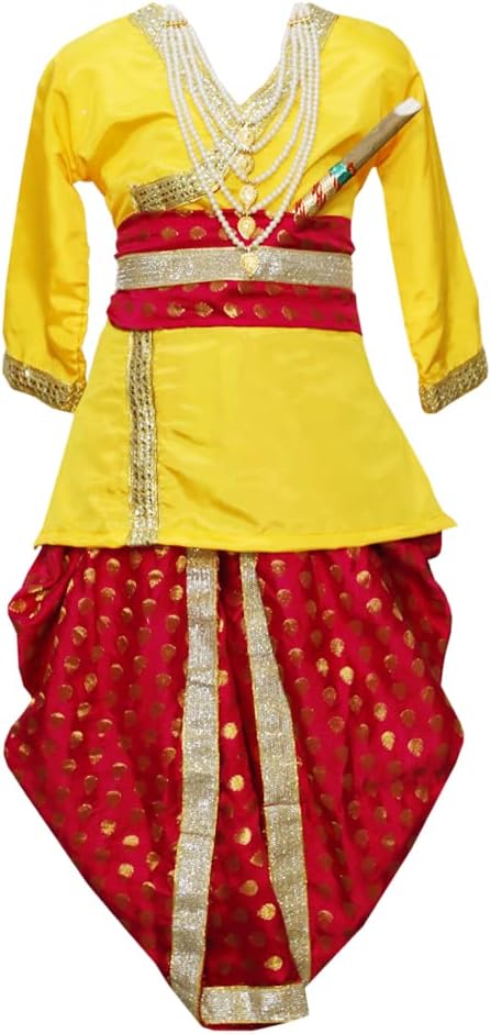 ITSMYCOSTUME Krishna – Vestido para bebés y niños, conjunto de Dhoti Kurta con accesorios completos, disfraz de Kanha para niños y niños