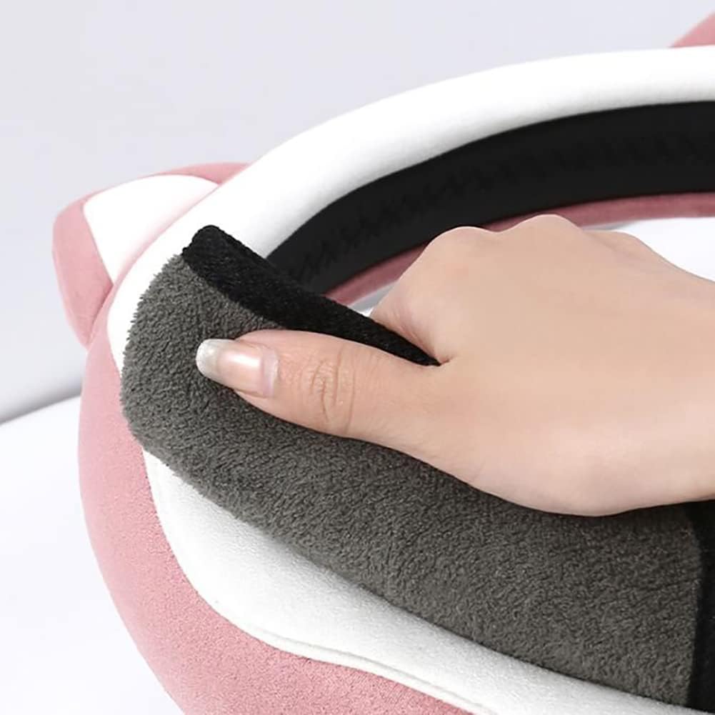 Funda de gamuza para volante de automóvil, con orejas de gato, funda protectora antideslizante para volante de automóvil, protector universal de 15
