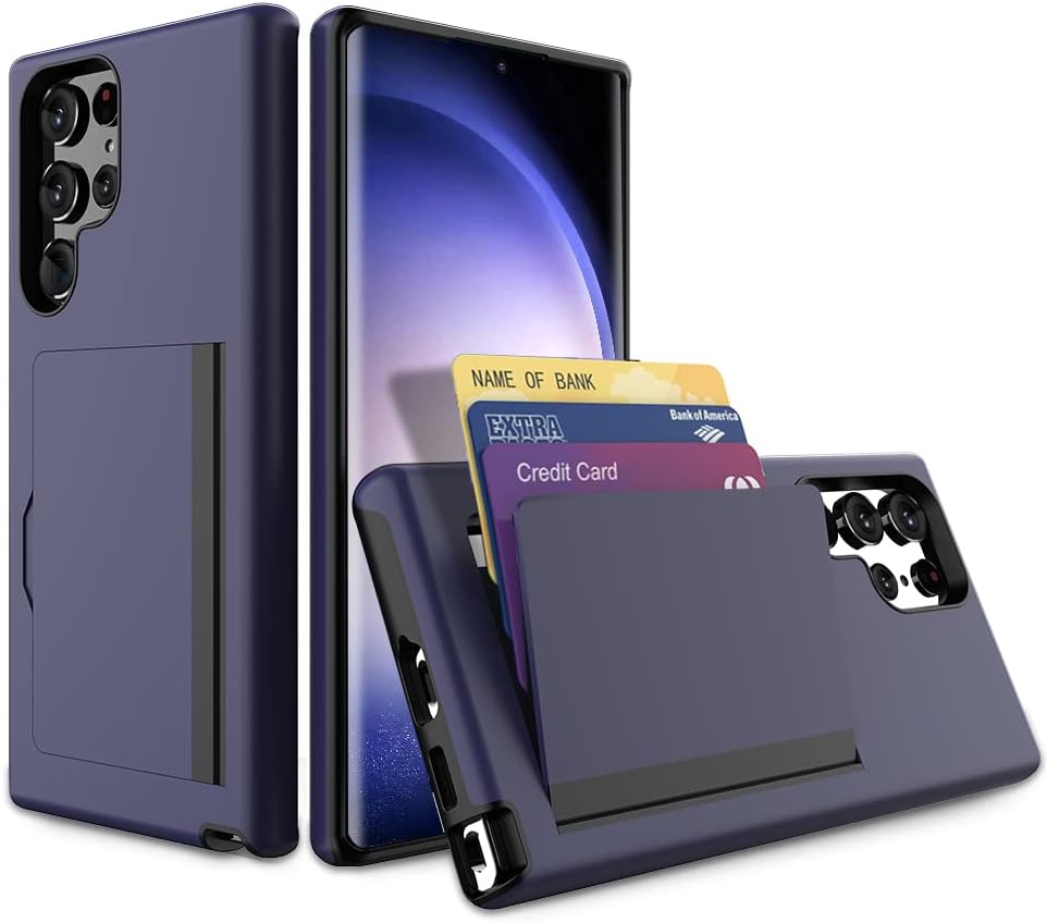 Funda para Samsung Galaxy S23 Ultra con tarjetero, ranura para tarjeta de crédito, funda protectora tipo cartera – gris