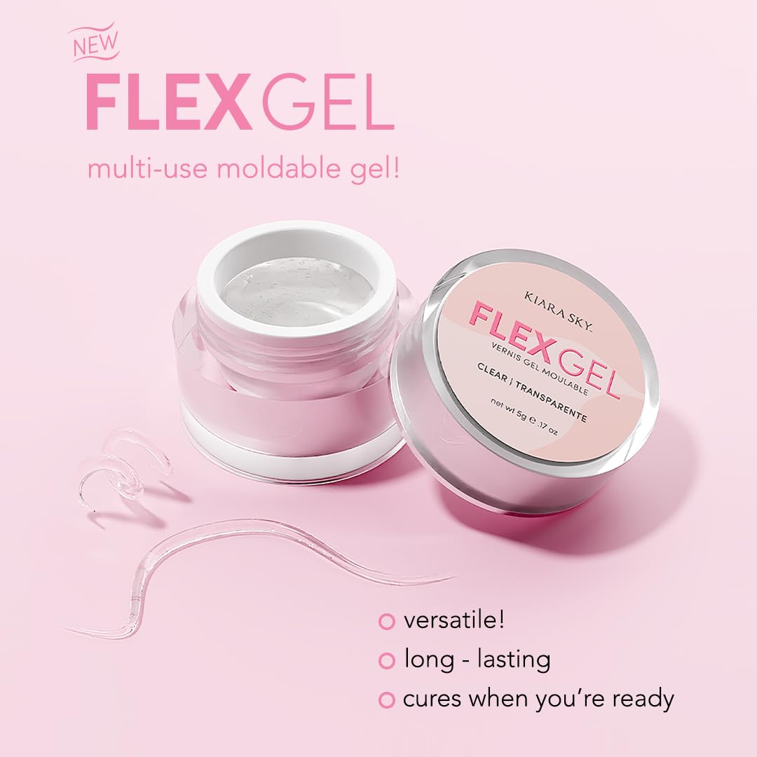 Kiara Sky Professional Nails – Gel de moldeo flexible + Beyond Pro Flash Cure Mini lámpara LED