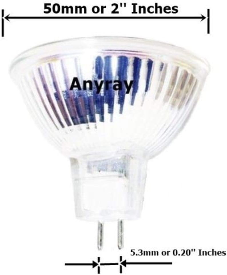Anyray Paquete de 3 bombillas BAB 20w 12V MR16 FL36 con cubierta de lente