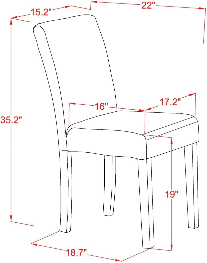 East West Furniture ABP3T18 Parson – Juego de 2 sillas acolchadas de tela de lino para comedor, color caoba