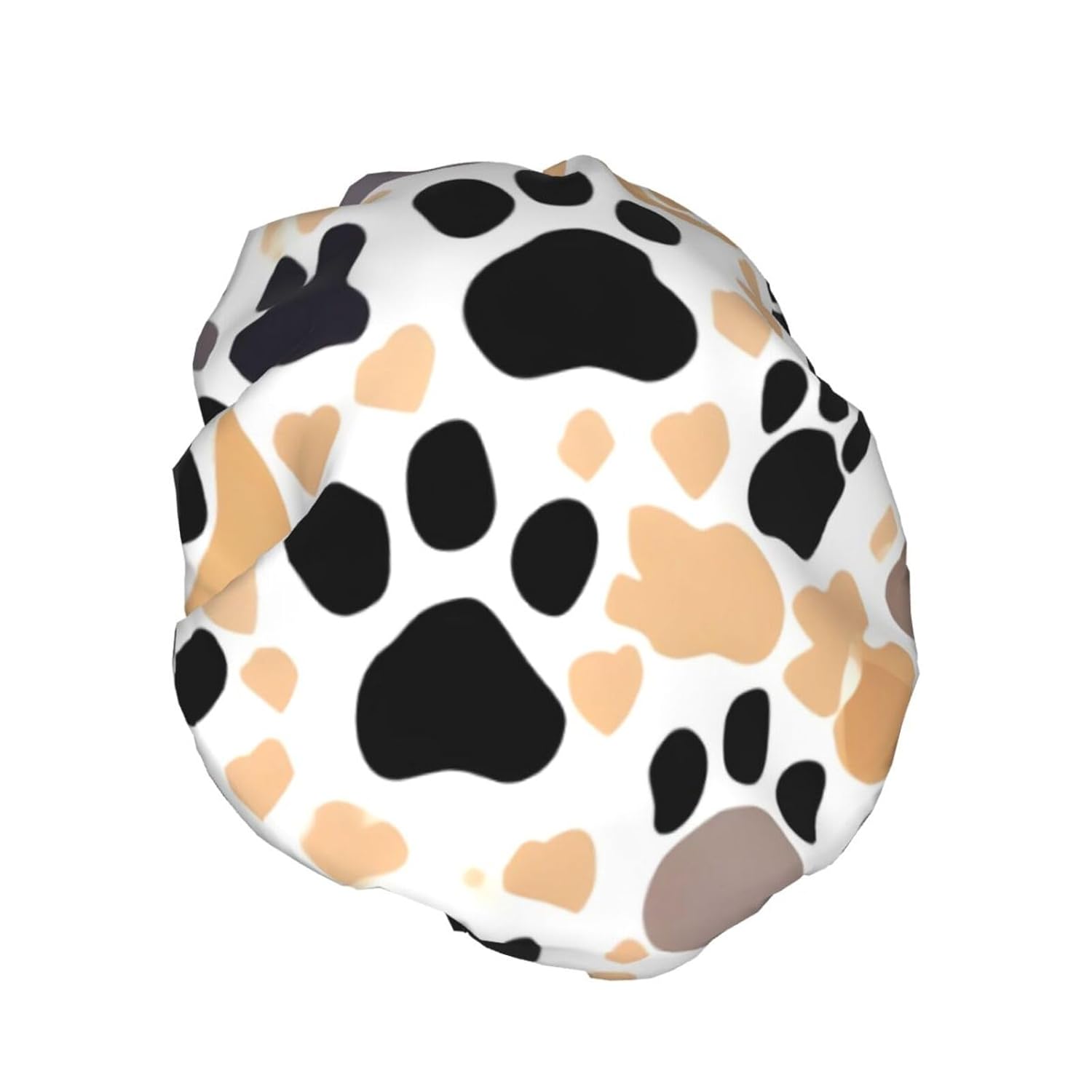 Gorro de ducha con estampado de patas de perro para mujer, elástico y reutilizable, doble capa impermeable